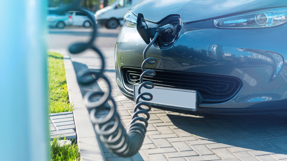 electric cars at charge station